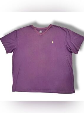 Polo Ralph Lauren V-Neck T-Shirt Mens 2XL XXL Purple Pony Logo Casual Cotton D-2